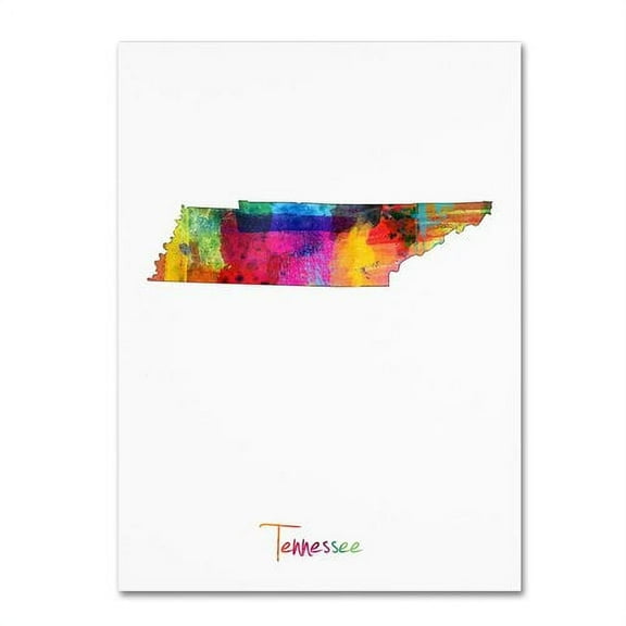 Trademark Fine Art "Tennessee Map" Canvas Art by Michael Tompsett