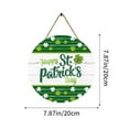 thumbnail image 3 of Happy St Patricks Day Sign Front Door Decor, Green Shamrock Clover Horseshoe Farmhouse Wood Door Hanger, Spring Rustic Wooden Wreath Pediment Plaque Outdoor Indoor Wall Hanging Decor, 3 of 6