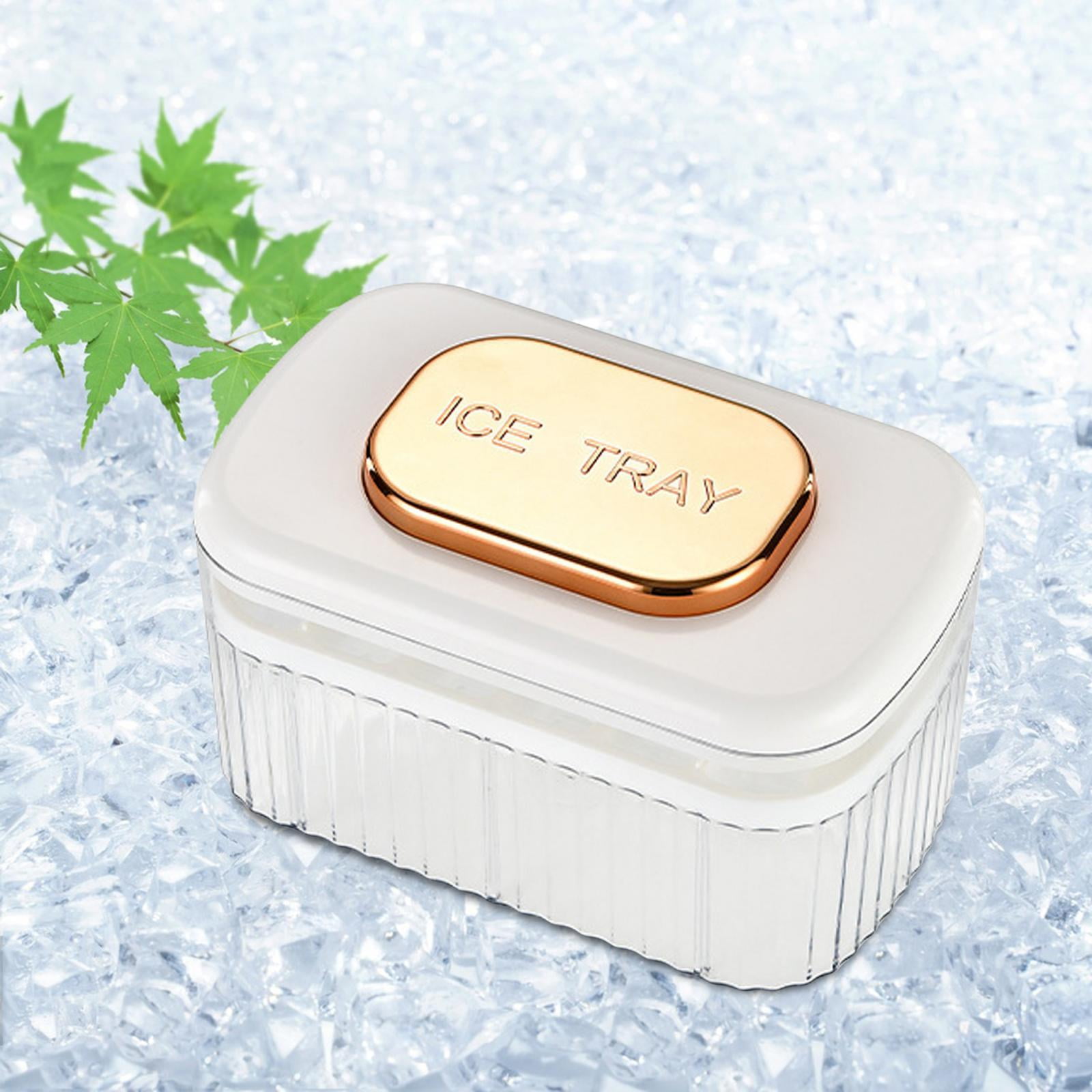 Fiocias -Ice Tray with Lid And Bin, Ice Maker, Quick Release, Save Space for Cocktails, 1 Layer White