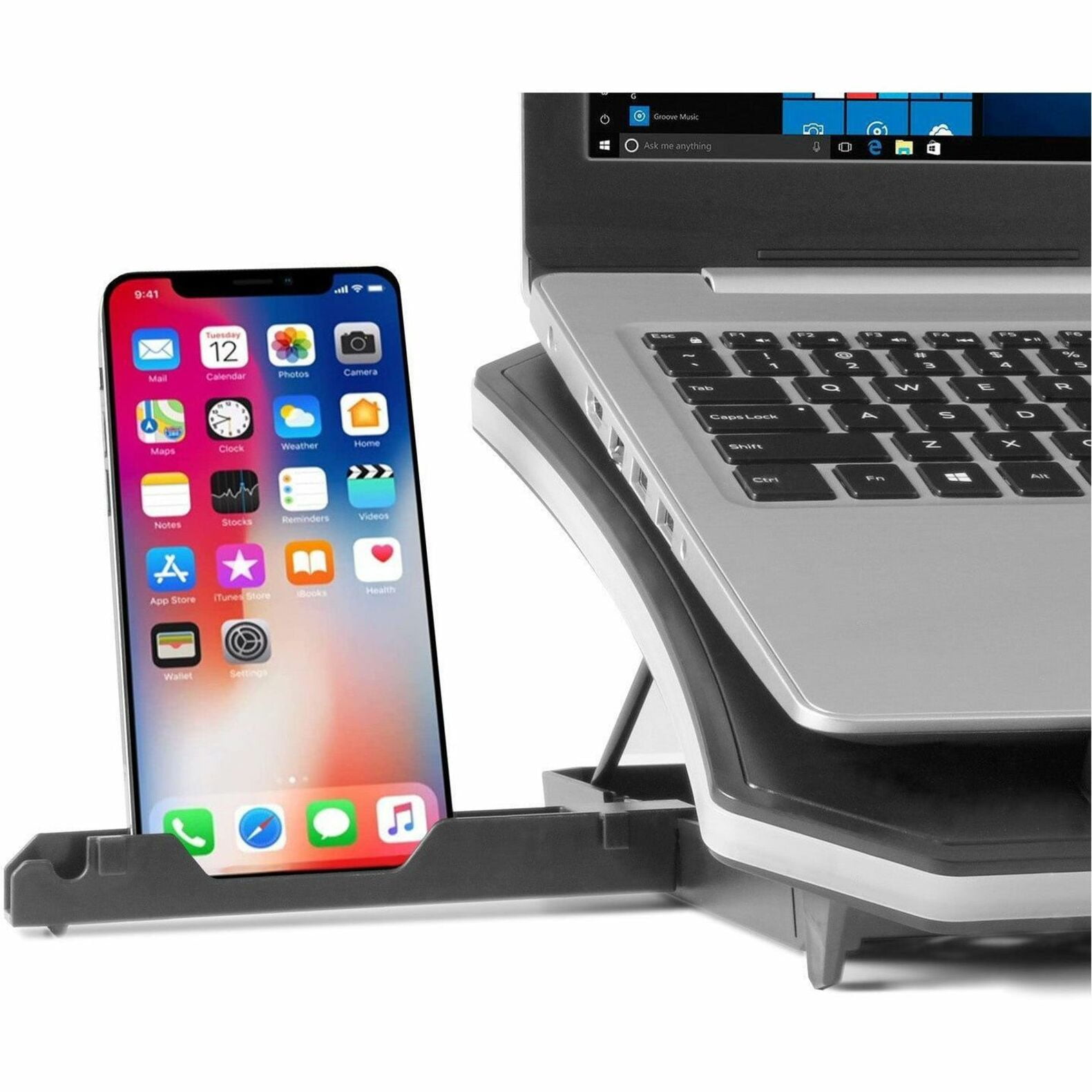 Aluratek ACPRGB01F - Ergonomic USB Cooling Pad with RGB Lights for Laptops Up to 19" Wide, 7 Adjustable Angles, w/Phone Cradle