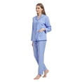 thumbnail image 3 of GLOBAL Womens 100% Cotton Notch Collar Pajama Set Homewear with Pockets, Spring & Summer, 2-Piece, Sizes S to 3X, 3 of 7