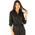 thumbnail image 1 of INSPIRE CHIC Blusa de estrellas con lunares brillantes dorados de manga larga metálica vintage para mujer Negro XL, 1 of 6