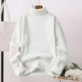 thumbnail image 5 of comerut Turtleneck Long Sleeves Fleece Lining Ribbed Trim Men Sweater Autumn Winter Solid Color Thickened Warm Sweater Jumper Daily Clothing, 5 of 8