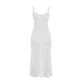 thumbnail image 3 of VISgogo Vestido largo ahuecado para mujer, sin mangas, de color sólido, de corte bajo, fruncido, de una pieza, vestido ajustado sin espalda con abertura alta VISgogo moda, 3 of 9
