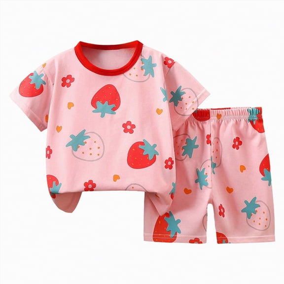 Linfrsh Toddler Baby Boy Summer Clothes 6 12 18 24 Months Short Sleeve Letter T Shirt Top Short Infant Newborn Baby Outfit(Pink,9-18 Months)