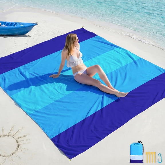 XIBUFE Beach Blanket Waterproof Sandproof Large Sand Free,78''X81'' Oversized Sandless Lightweight
