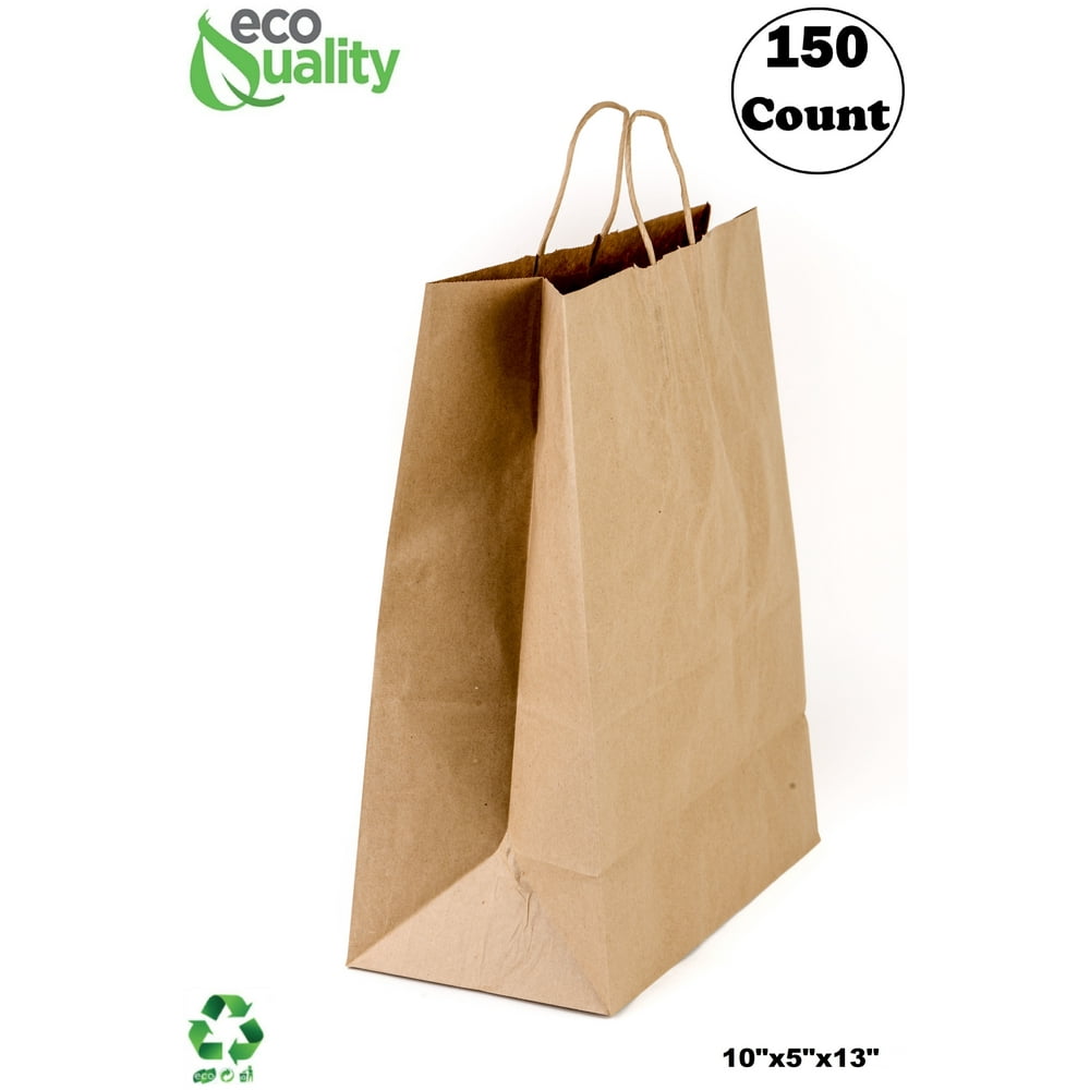 [150 PACK] Small Brown Kraft Paper Bags with Handles, Shopping, Gift
