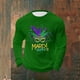 thumbnail image 2 of Ceisia Men's Mardi Gras Mask & Feather Print Waffle Knit Crew Neck Long Sleeve T-Shirt Gift, 2 of 5