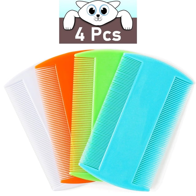 Flea Comb for Cats, 4 Pcs Lice Comb for Dogs, Double Sided Cat Comb for Short Hair of Pets or Humans