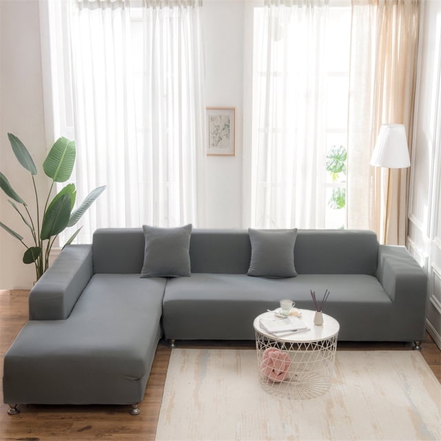CHOK 2024 Sofa Slipcover L Shape Gray Sofa Cover Sectional Couch Cover Spandex Non Slip with Elastic Bottom Furniture Protector Cover for for Home Decor 2+3seater