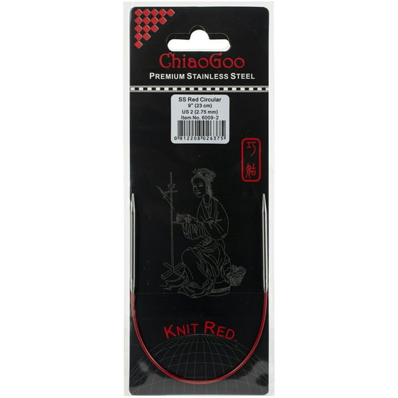 ChiaoGoo Red Circular Knitting Needles 9"-Size 2/2.75mm