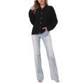 thumbnail image 2 of INSPIRE CHIC Linen Jacket for Women's Casual Long Sleeve Button Down Lapel Utility Jackets with Pockets XL Black, 2 of 6