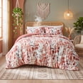 thumbnail image 2 of Regency Heights Full/Queen Comforter Sets, Reversible Seersucker Floral Bedding Sets, 3 Piece Lightweight Coral Botanical Flowers Comforter Bed Set with Pillow Shams, 2 of 10