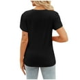 thumbnail image 5 of Fanxing Women's Front Twist Tunic Tops Petal Short Sleeve Round Neck T Shirt Casual Loose Fitted Summer Top Black,XXL, 5 of 8