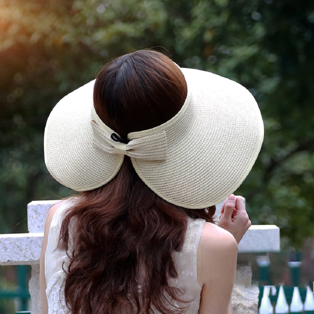 Women Sun Visors Foldable Straw Hats 