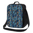 thumbnail image 1 of Xecao Blue Leaves A for Insulated Lunch Bag for Work School Travel with Adjustable Strap and Zipper Closure Lightweight Thermal Bento Tote, 1 of 7