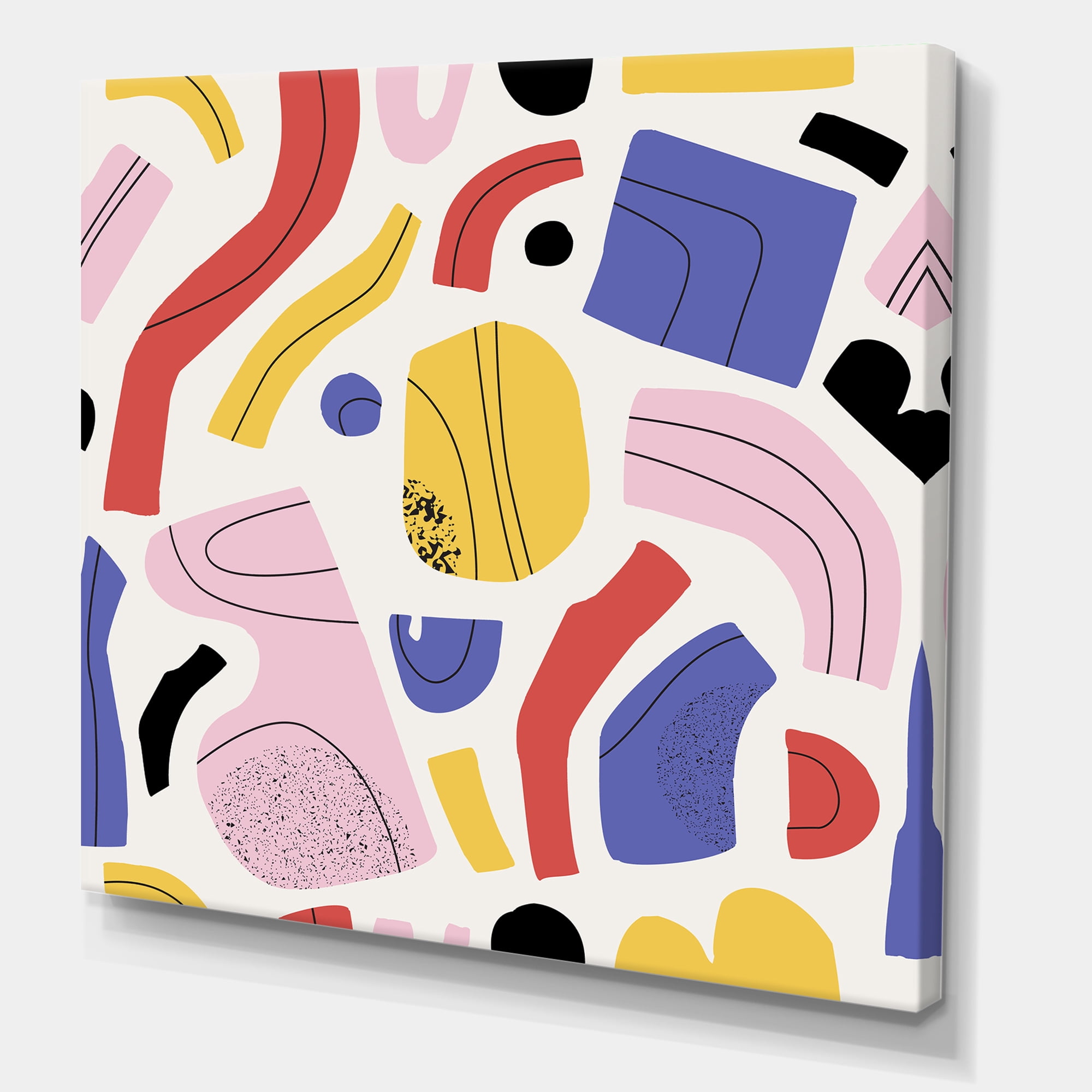 Designart ' Organic and Elements In Pink Yellow and Red ' Modern Canvas Wall Art Print
