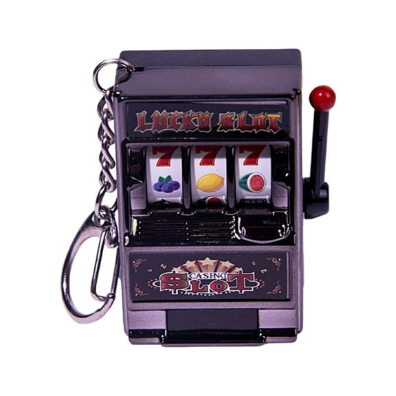 Sinyiin Handheld Fruit Slot Game Key Ring Fun Miniature Casino Style Keychain Accessory