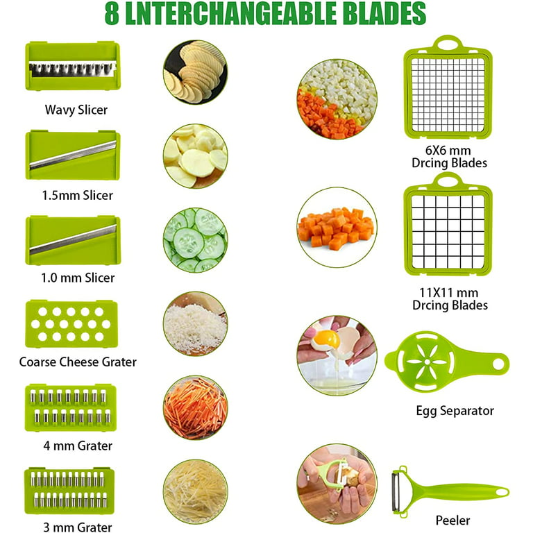[Big Size]Vegetable Choppers, 14 in 1 Vegetable Cutter, Pro Slicer Dicer,  Cutter,Manual Slicer, XGEEK-7 Blade Large Mandoline Kitchen Stainless Steel