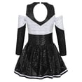 thumbnail image 2 of Yeahdor Girls Cheer Leader Long Sleeve Shiny Dress Halloween Carnival Party Cheerleading Uniform Sequins Dance Dress, 2 of 5