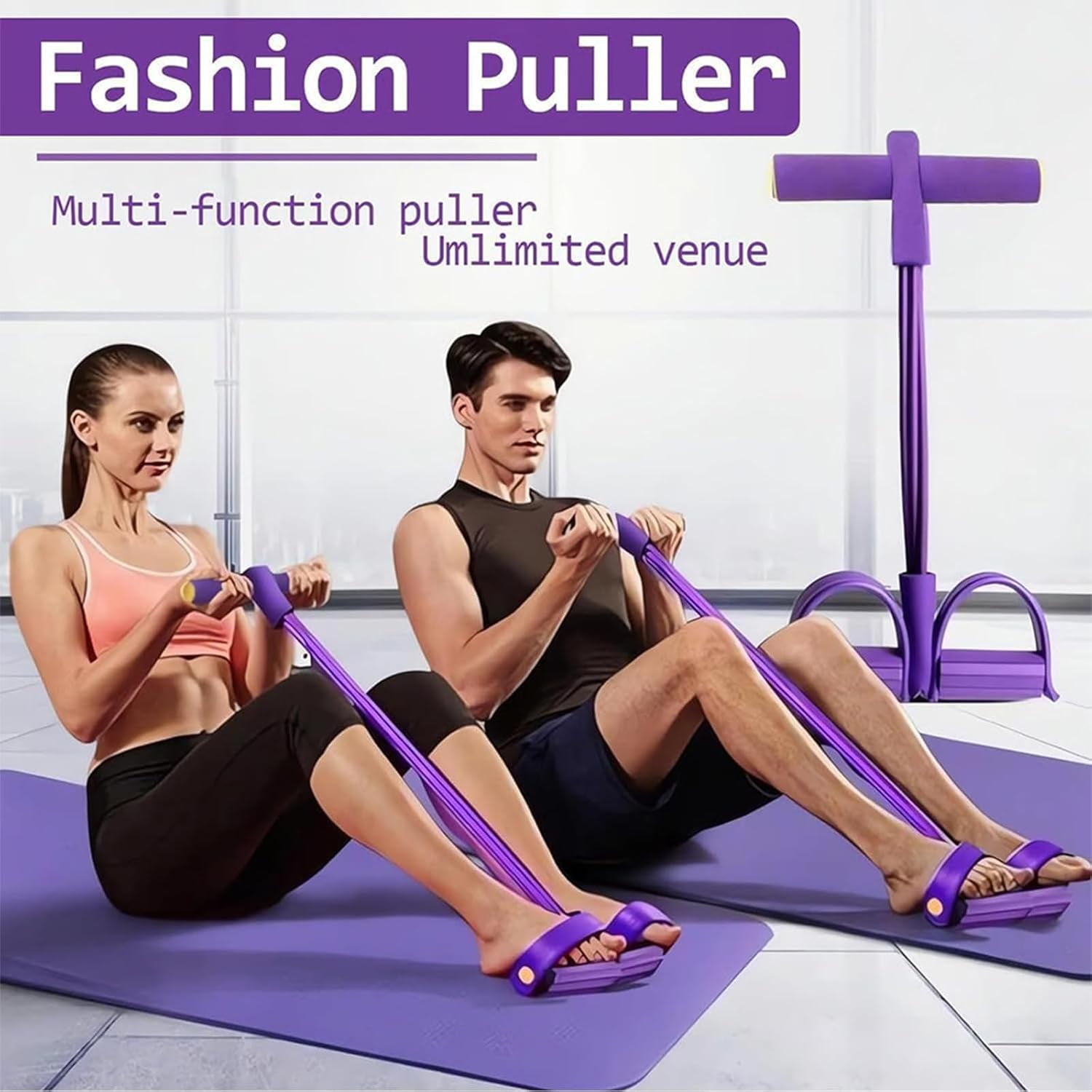 Upgrade 8 Tube Pedal Resistance Device, Pedal Resistance Band with Handle, Fashion Puller Exercise, Detachable and Adjustable Multifunction Fitness Bands for Abdomen, Waist, Arm, Leg