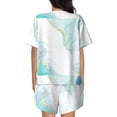 thumbnail image 3 of Lsque Gold Lines Marble Watercolor Women's Short-Sleeved Pajama Set - 2 Piece Soft and Lightweight Sleepwear Set-X-Large, 3 of 9