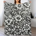 thumbnail image 3 of nygtbtfer Blanket Black White Vintage Botanical Floral ToileSoft Warm Throw Blankets Vintage Floral Pattern Victorian Classic Soft Flannel Cozy Blankets for Couch Bed Decor Gift Idea  White, 3 of 6