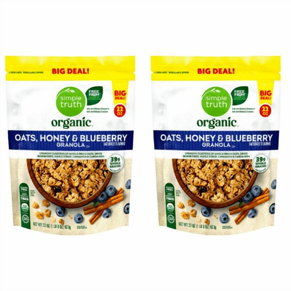 Simple Truth Organic Granola Oats, Honey and Blueberry 22 oz,2 Pack