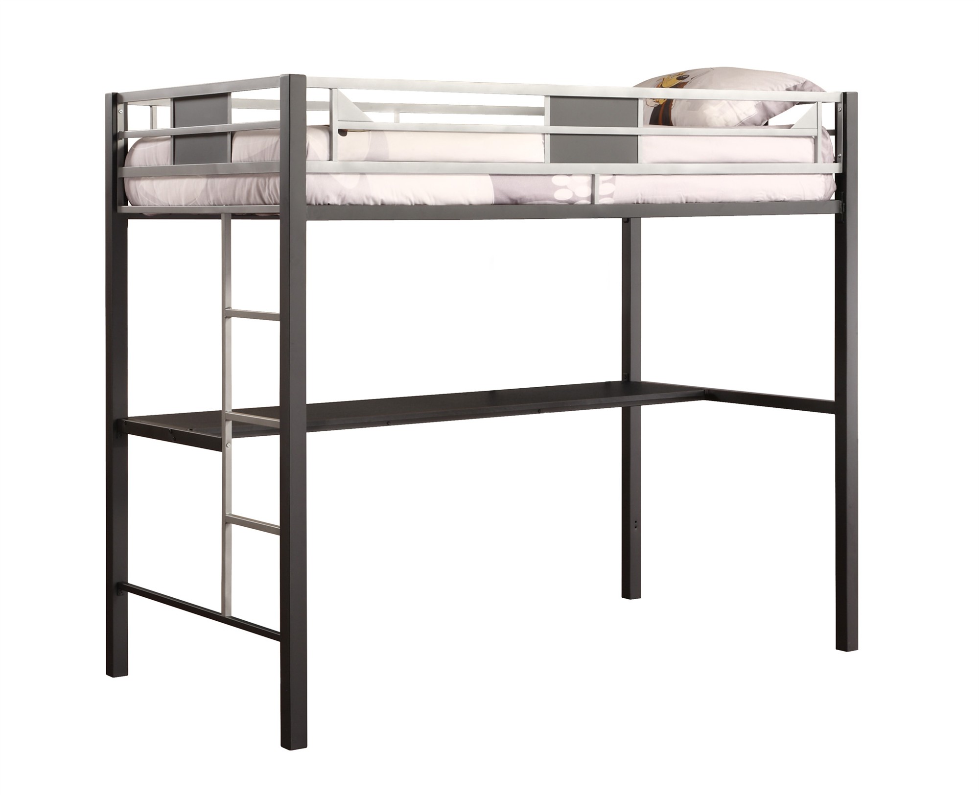 DHP Silver Screen Metal Loft Bunk Bed, Black/Silver - image 3 of 10