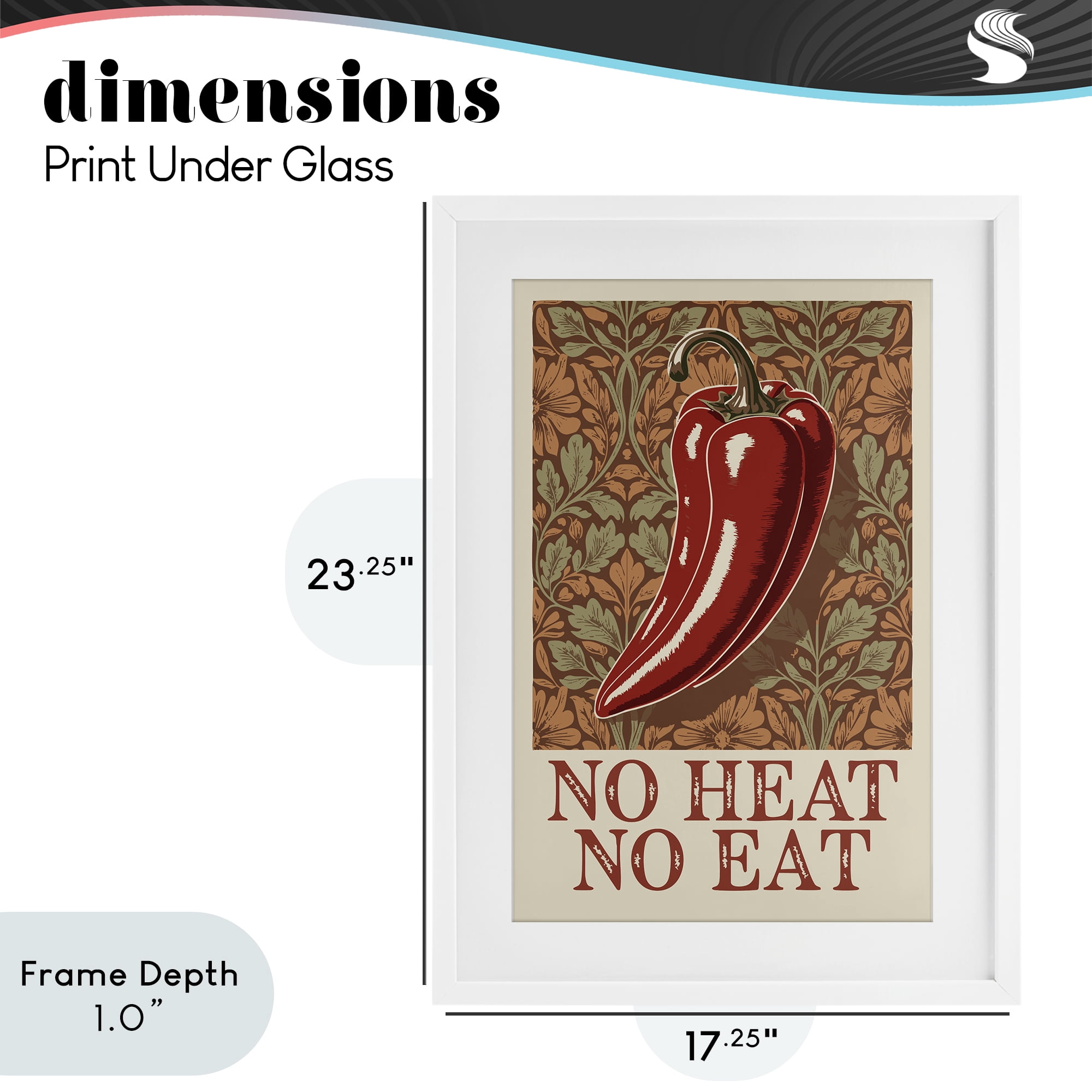 Stupell Industries No Heat or Eat Pepper White Framed Print Under Glass, design by Andreas Magnusson
