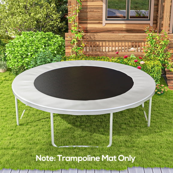 Soozier Trampoline Replacement Mat, Fits 12' Trampoline w/ 72 V-Hooks & 5.5" Springs, 8 Rows of Stitching & Tool (Spring & Frame not Included), Black