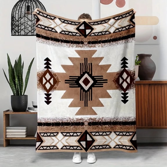 1pc Bohemian Pattern Flannel Blanket, Gift Blanket for Family Break Blanket Throw Blanket Blanket Travel Multi-purpose Blankets