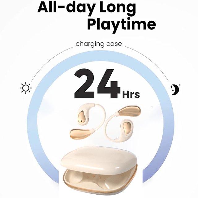 Herunwer Hanging Ear True Wireless 5.4 Bluetooth Earphones, 24H Charging Case, Sport Open-Ear with Surround Sound