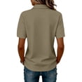 thumbnail image 4 of Dwellite Polo Shirts for Women Golf Button Collared Summer Short Sleeve Tops Lightweight Work Polo Shirt Blouses Light Brown 2XL, 4 of 5