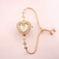 thumbnail image 3 of Diamond Studded Heart-Shaped Freely Adjustable Bracelet Quartz Watch, 3 of 7
