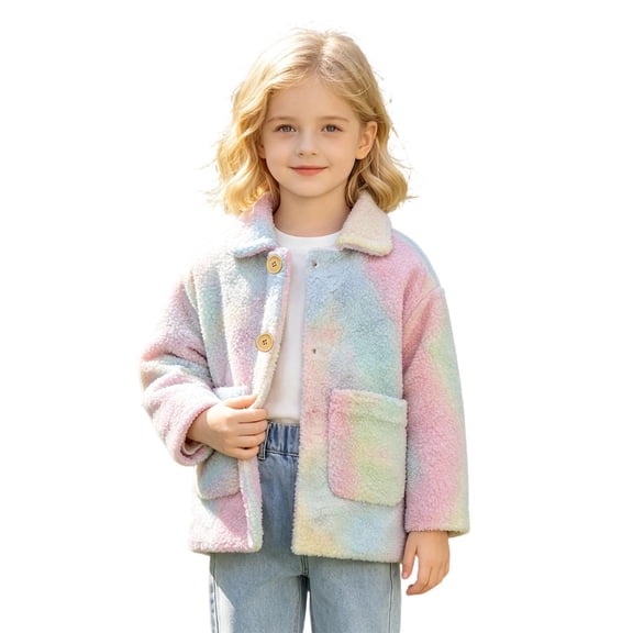 CAIVO Child Girls Winter Tie Dye Coats Jacket Wear Kids Thicken Windproof Warm Outwear Long Sleeve Holiday Outerwear