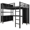 thumbnail image 6 of Full Size Loft Bed for Teens and Adults,Metal Loft Bed with Wardrobe And L-shaped Desk,Heavy Duty Loft Bed with Storage Cubes and Shelves for Kids Teens Adults,Black, 6 of 12
