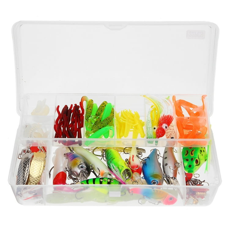 Fishing Tackle Set,PortableFun Fishing Baits Kit Lots with Free Tackle Box,for  Freshwater Trout Bass Salmon 