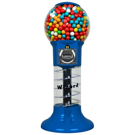 Gumball Machine 27” Set Up for $0.25 Gumballs 1 inch Toys in Round Capsules 1” Bouncy Balls 25 mm Blue Spiral Vending Gum Machine Great Gumball Machines Gift for Kids Bubble Gum Machine Without Stand
