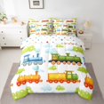 thumbnail image 2 of Homewish Green Blue Clouds 7pcs Bedding Comforter Set,Toy Train Queen Bedding Sets,Colorful Vehicles Car Queen Sheet Sets For Boys Teens,Super Cozy Room Decor Reversible, 2 of 8