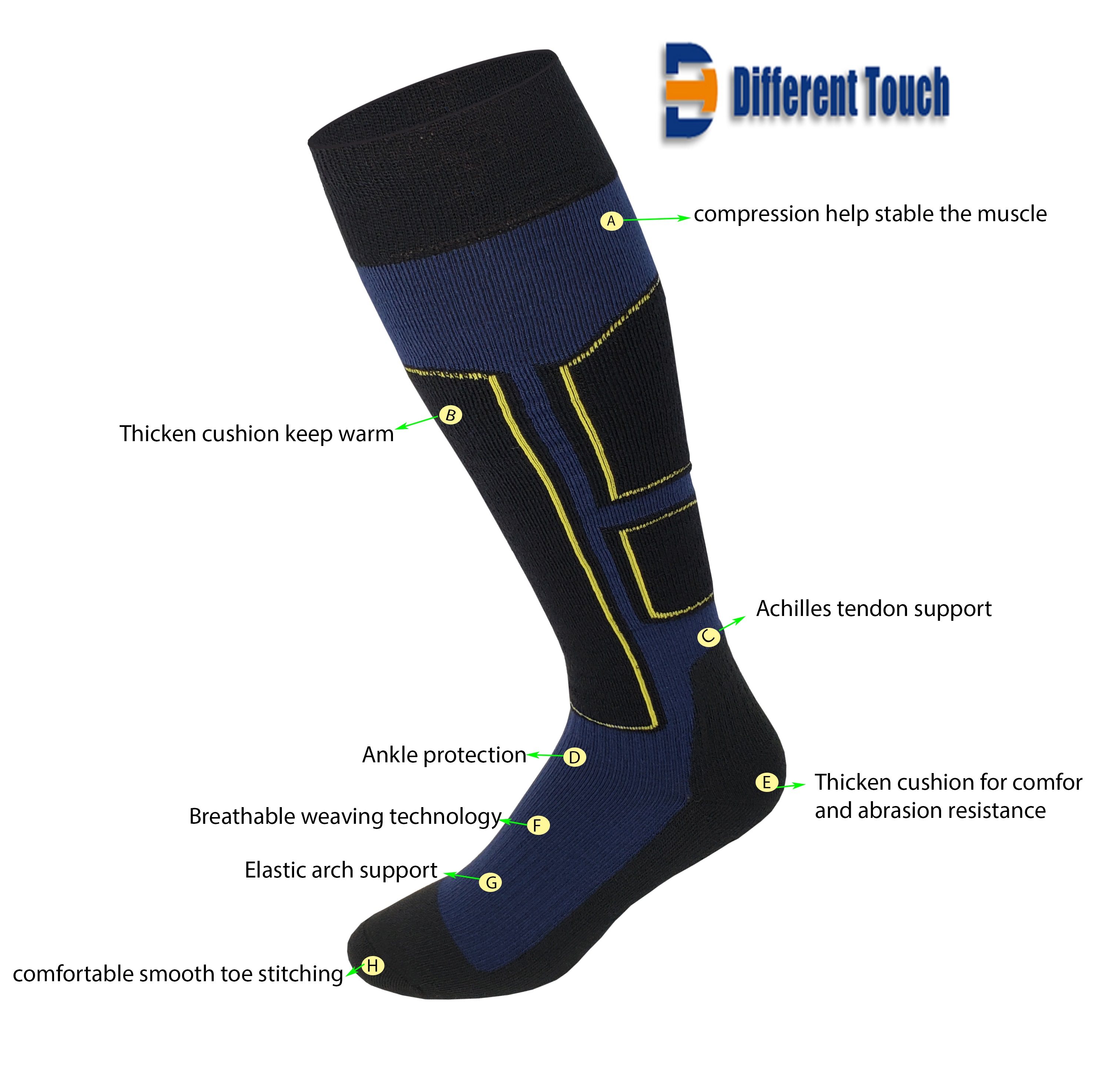 Ski Socks- Skiing Hiking Camping Snowboard High Performance Thermolite Wool sock for Men & Women - image 3 of 4