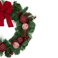thumbnail image 4 of Northlight Red Bow and Mixed Foliage Artificial Christmas Wreath with Ornaments, 30-Inch, 4 of 7