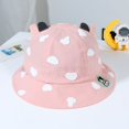 thumbnail image 2 of Sombrero de protección solar de ala ancha divertido verano empacable pescador algodón lindo rana ratón oreja sombrero de cubo para niños pequeños rosa 50 cm, 2 of 5
