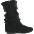 thumbnail image 2 of Lucky Top Girls Kids Slouchy Double Buckle Mid Calf Sweater Flat Winter Boots BLACK 9, 2 of 3