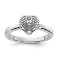thumbnail image 2 of Auriga Fine Jewelry 925 Sterling Silver Heart Diamond Ring Size 6for Women, 2 of 7