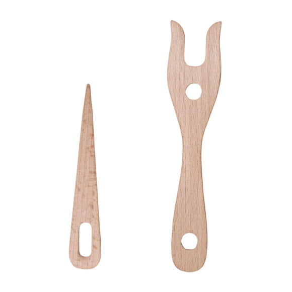 Guardoinrt 2 Pieces Knitting Fork and Eye Needle Kit Wood and crochet Lucet Fork Crocheters