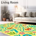 thumbnail image 2 of ODIKA 3'x5' Machine Washable Non-Slip Area Rug, Animal Parade Counting Path with Fun Faces and Nature Inspired Motifs High Traffic Rug, Yellow, 685596, 2 of 7