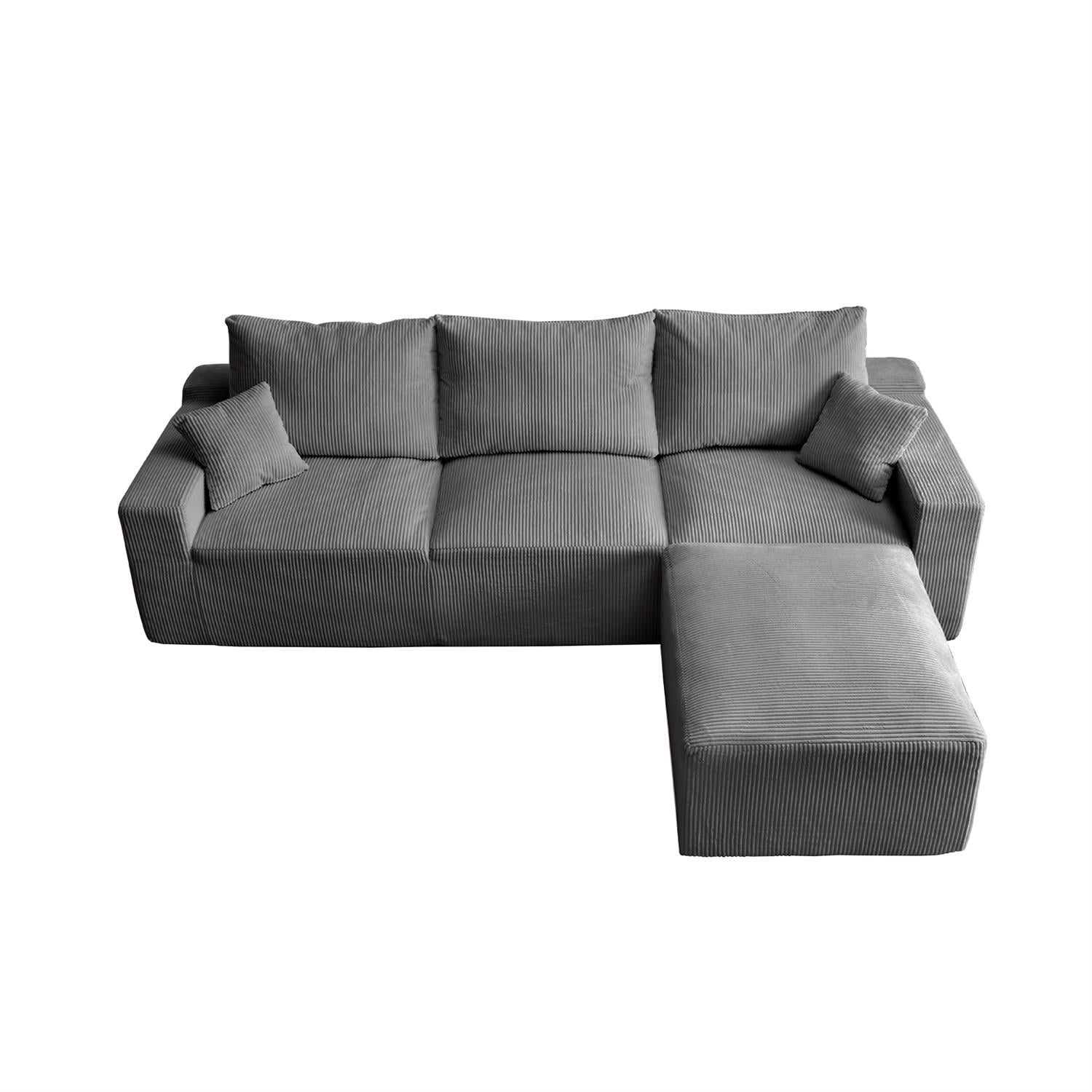 Demi Bonn 110" Ultra-Soft L-Shaped Sectional Sofa, Full-Compression 3-Seater Cloud Couch with 3 Chaise, Modular Deep Seat, No Assembly Required, Beige