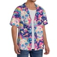 thumbnail image 2 of Balery Skull rainbow color space Men's Casual Button Down Shirt Short Sleeve Textured Summer Cuban Beach Shirts-X-Large, 2 of 7