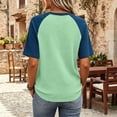 thumbnail image 4 of Dresfit Shirts Womens Waffle Knit Crewneck Tops 2026 Summer Denim Short Sleeve Baseball Shirt Plus Size Breathable Ralgan Outdoor Blouses 2XL, 4 of 7